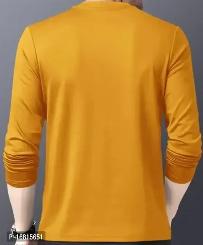 Reliable Yellow Cotton Blend Printed Round Neck Tees For Men-thumb2