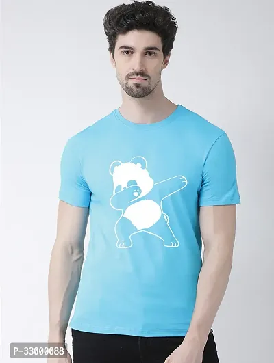 Comfortable Blue Cotton Blend Tees For Men-thumb0