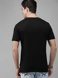 Reliable Black Cotton Blend Printed Round Neck Tees For Men-thumb1