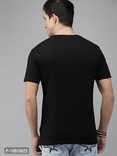 Reliable Black Cotton Blend Printed Round Neck Tees For Men-thumb2