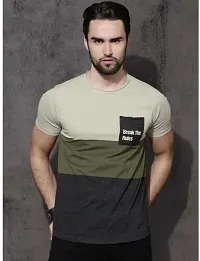 Reliable Multicoloured Polycotton Self Pattern Round Neck Tees For Men-thumb1