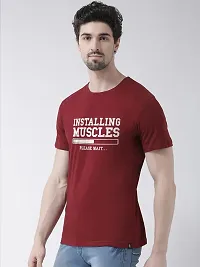 Comfortable Maroon Cotton Blend Tees For Men-thumb1