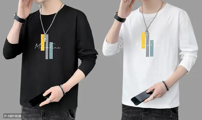 Reliable Multicoloured Cotton Blend Self Pattern Round Neck Tees For Men-thumb0