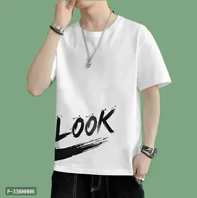 Comfortable White Polyester Tees For Men-thumb0