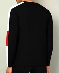 Reliable Black Cotton Blend Solid Round Neck Tees For Men-thumb1