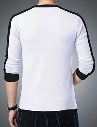 Reliable White Cotton Blend Self Pattern Round Neck Tees For Men-thumb1