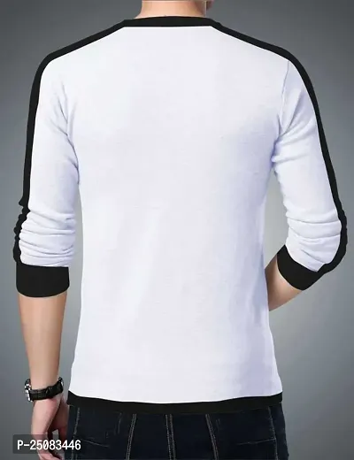 Reliable White Cotton Blend Self Pattern Round Neck Tees For Men-thumb2