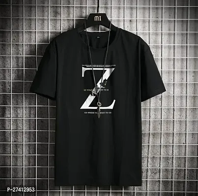 Reliable Black Polyester Printed Round Neck Tees For Men