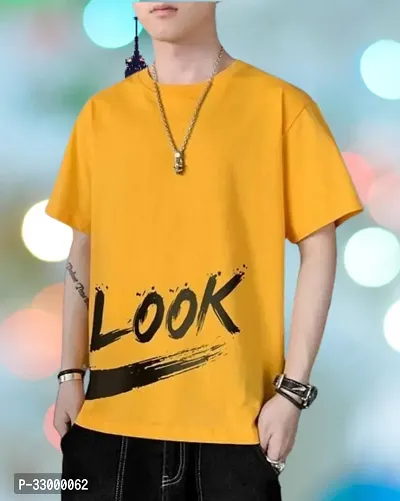 Comfortable Yellow Polyester Tees For Men-thumb0