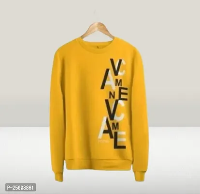 Elegant Yellow Fleece Printed Long Sleeves Sweatshirt For Men-thumb0