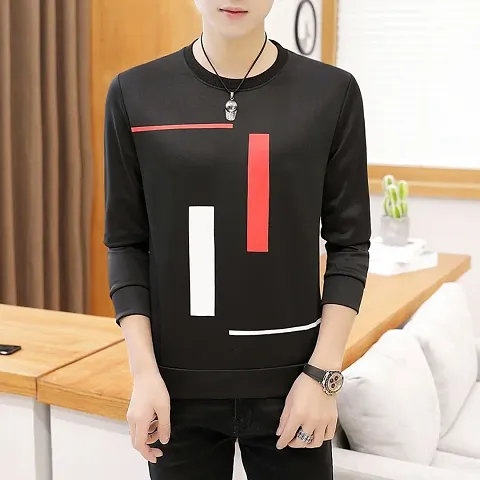 Full-sleeve Comfortable Fashionable Round Neck Tees for Men
