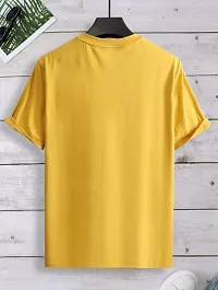 Stylish Polyester Yellow Printed Round Neck Tees Short Sleeves For Men-thumb1