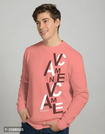 Elegant Pink Fleece Printed Long Sleeves Sweatshirt For Men-thumb0