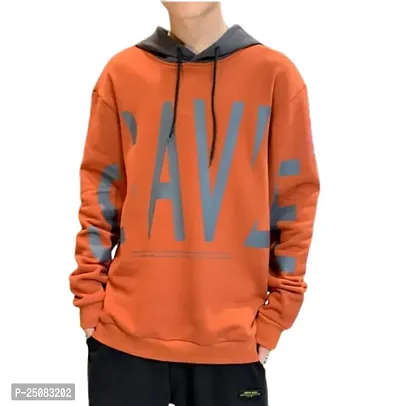 Stylish Orange Cotton Blend Printed Hooded Tees For Men-thumb0
