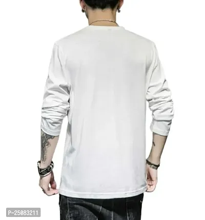 Reliable White Cotton Blend Printed Round Neck Tees For Men-thumb2