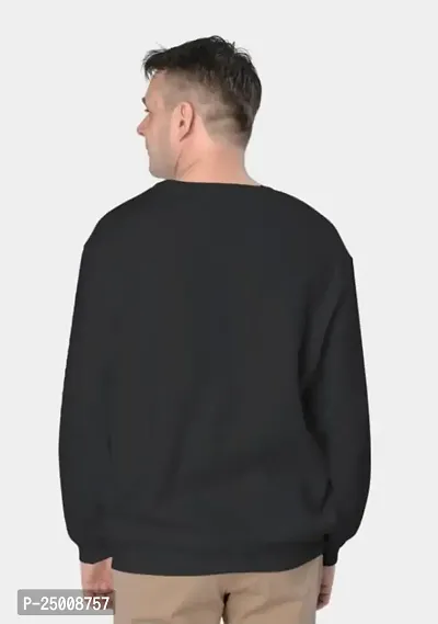 Elegant Black Fleece Printed Long Sleeves Sweatshirt For Men-thumb2