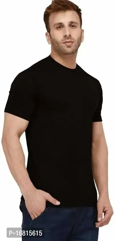 Reliable Black Cotton Blend Printed Round Neck Tees For Men-thumb3