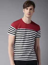 Reliable Multicoloured Polycotton Self Pattern Round Neck Tees For Men-thumb1