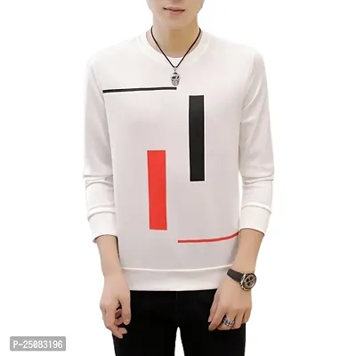 Reliable White Cotton Blend Printed Round Neck Tees For Men-thumb0