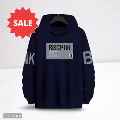 Stylish Navy Blue Printed Hoodies For Men