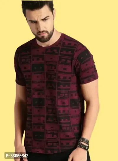 Comfortable Maroon Polyester Tees For Men-thumb0