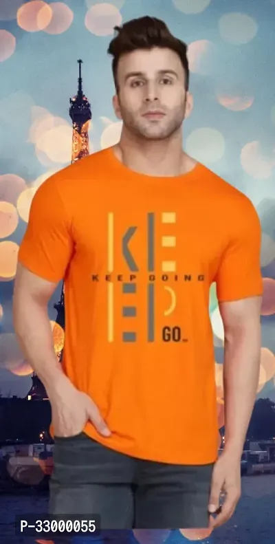 Comfortable Orange Polyester Tees For Men-thumb0