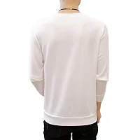 Reliable White Cotton Blend Printed Round Neck Tees For Men-thumb2