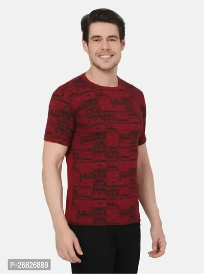 Stylish Cotton Blend Maroon Printed T-Shirt For Men-thumb3