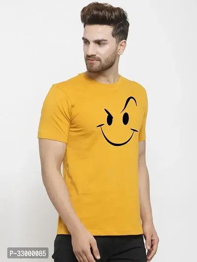 Comfortable Yellow Cotton Blend Tees For Men-thumb0