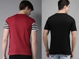 Reliable Multicoloured Cotton Blend Self Pattern Round Neck Tees For Men-thumb1