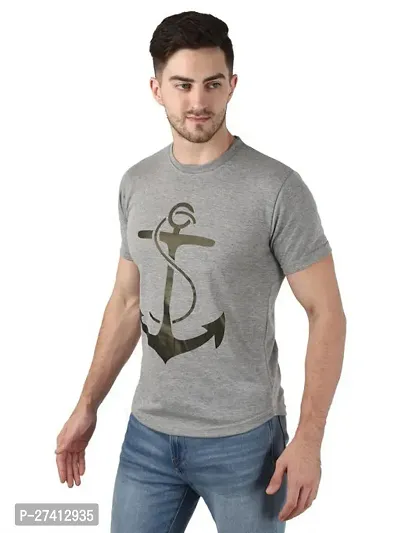 Reliable Grey Polyester Printed Round Neck Tees For Men-thumb3