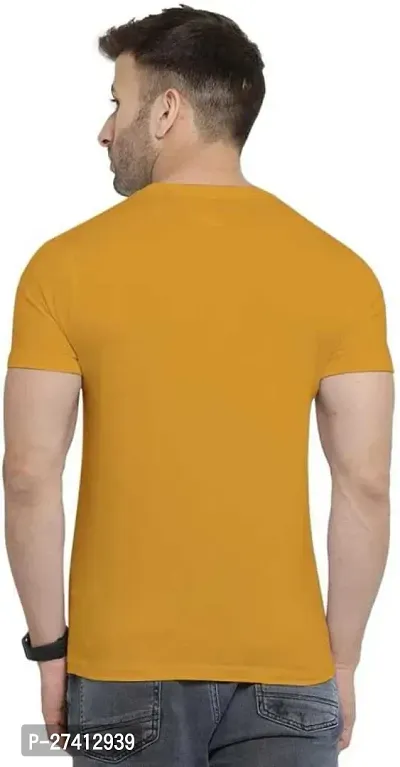 Reliable Yellow Polyester Solid Round Neck Tees For Men-thumb2