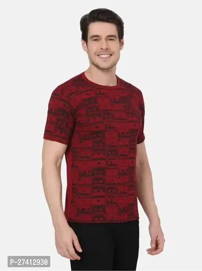 Reliable Maroon Polyester Printed Round Neck Tees For Men-thumb3