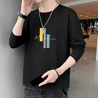 Stylish Cotton Blend Black Printed T-Shirt For Men-thumb1