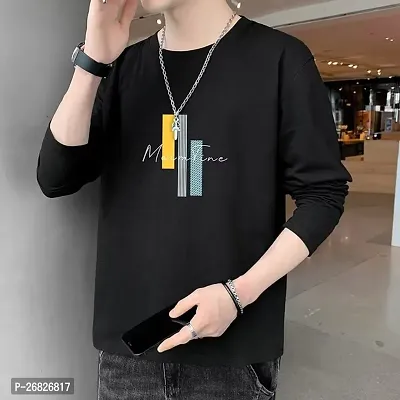 Stylish Cotton Blend Black Printed T-Shirt For Men-thumb2