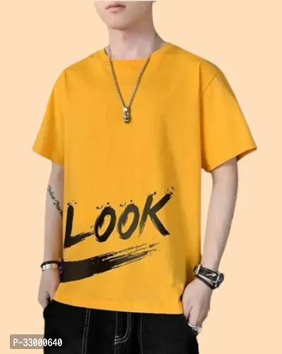 Comfortable Yellow Polyester Tees For Men-thumb0