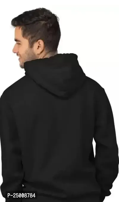 Elegant Black Fleece Printed Long Sleeves Hoodies For Men-thumb2