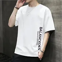 Reliable White Cotton Blend Printed Round Neck Tees For Men-thumb1