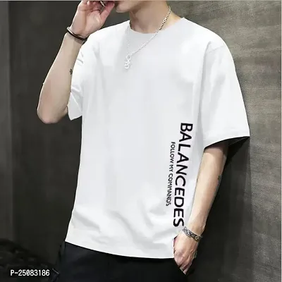 Reliable White Cotton Blend Printed Round Neck Tees For Men-thumb2