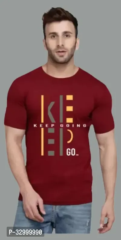 Comfortable Maroon Polyester Tees For Men-thumb0