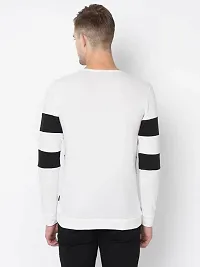 Reliable White Cotton Blend Striped Round Neck Tees For Men-thumb1