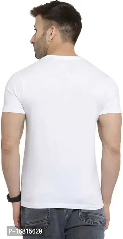 Reliable White Cotton Blend Printed Round Neck Tees For Men-thumb2