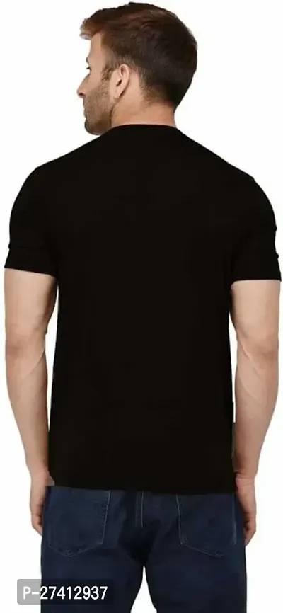 Reliable Black Polyester Solid Round Neck Tees For Men-thumb2