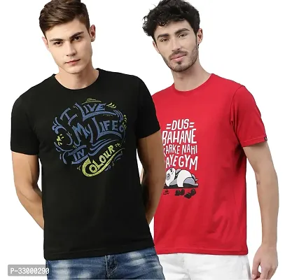 Comfortable Multicoloured Cotton Blend Tees For Men-thumb0