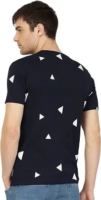 Reliable Multicoloured Polycotton Self Pattern Round Neck Tees For Men-thumb1