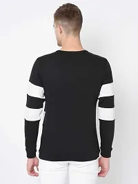 Reliable Black Cotton Blend Striped Round Neck Tees For Men-thumb1