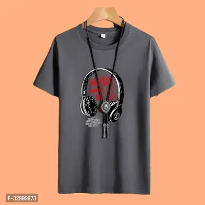 Comfortable Grey Polyester Tees For Men-thumb0