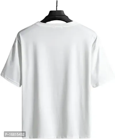 Reliable White Cotton Blend Self Pattern Round Neck Tees For Men-thumb2