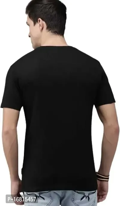 Reliable Black Cotton Blend Printed Round Neck Tees For Men-thumb2