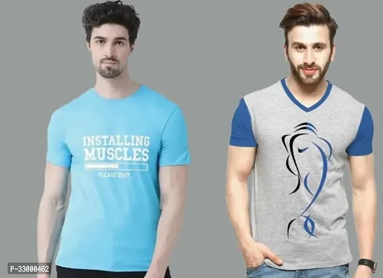 Comfortable Multicoloured Cotton Blend Tees For Men-thumb0